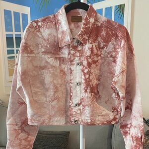 POL Pink & White Tie-Dye Jean Jacket NWOT